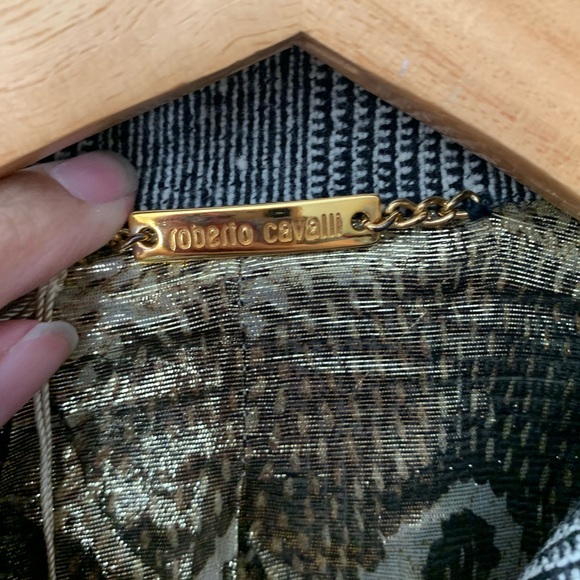 NWT Roberto Cavalli | Vintage Y2K Era Plaid Wool Blazer Jacket Sz 40 - Picture 5 of 10